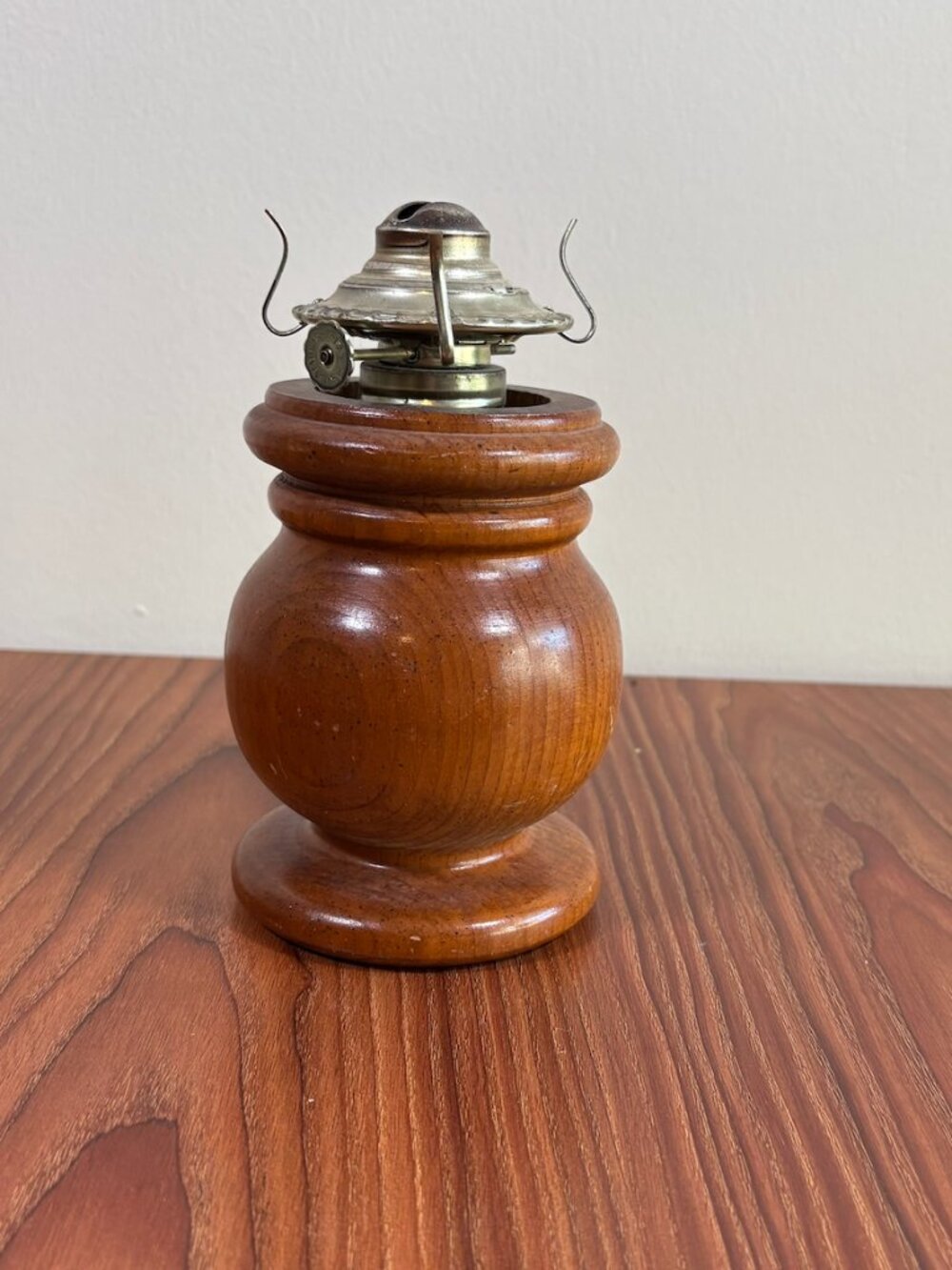 Vintage 1970s Wood Hurricane oil lamp base